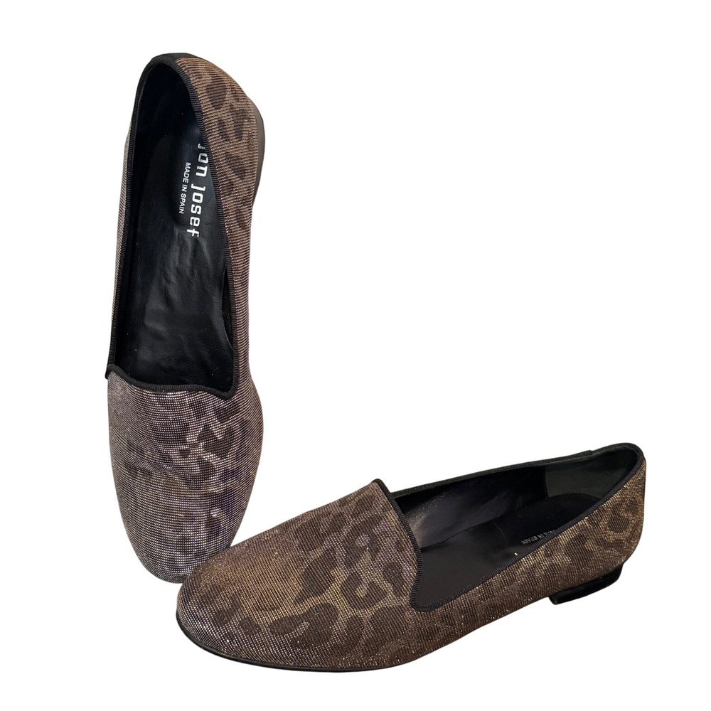 Jon Josef Womens Leopard Metallic Smoking Loafers Size 10 Statement‎ Mob Wife